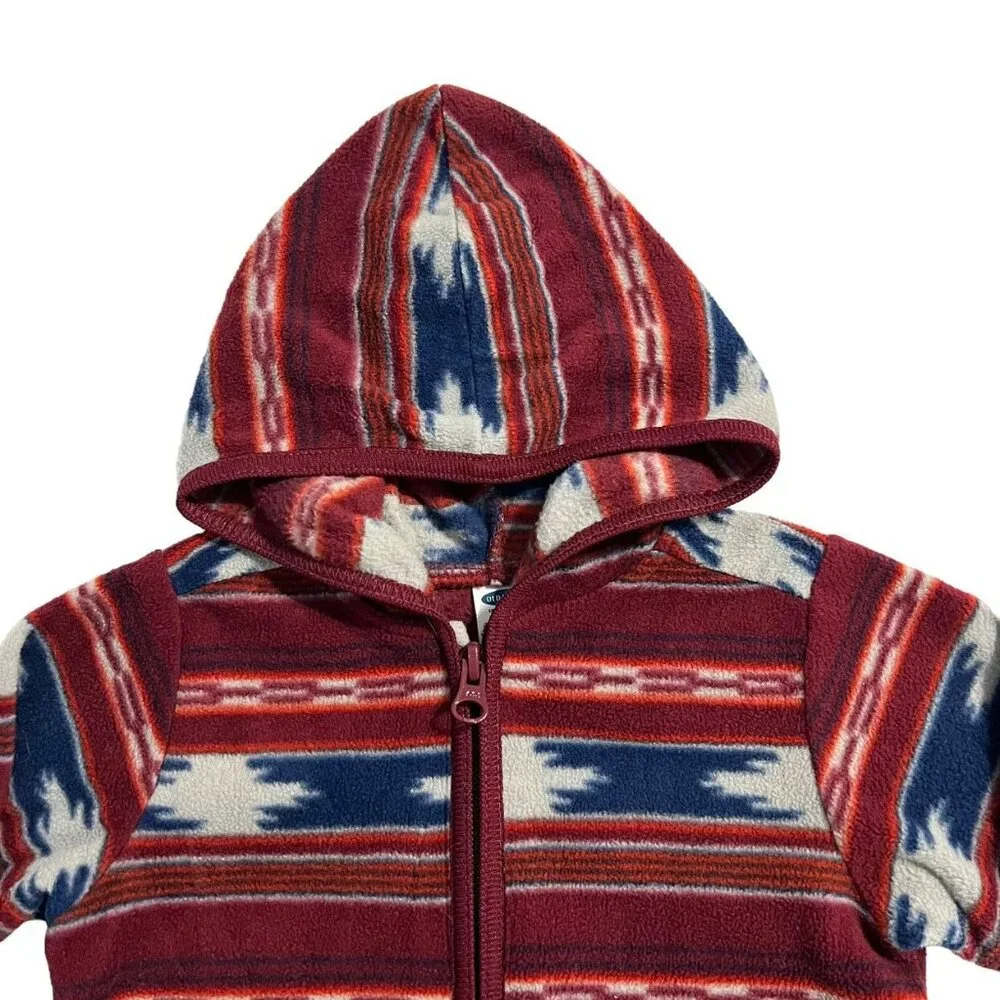 Old Navy 12-18m Maroon Aztec Print Fleece Hoodie